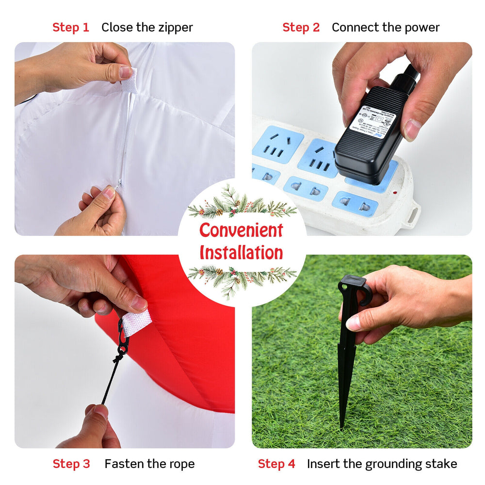 Step-by-step installation of a 6 feet Christmas inflatable snowman decoration with waterproof polyester fabric.