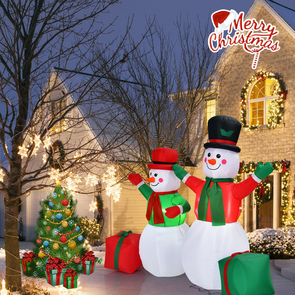6-foot inflatable Christmas snowmen decoration with LED lights, perfect for outdoor holiday displays and festive cheer.