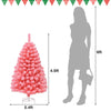 Pink Christmas tree with snow flocked PVC tips, 4.5 ft tall, ideal for festive decor in homes or commercial spaces.