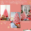 Pink 4.5 ft Christmas tree with snow flocked PVC tips and sturdy metal stand, perfect for festive room decor.
