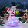 5-foot tall inflatable snowman with colorful LED lights, perfect for festive yard decoration during Christmas.