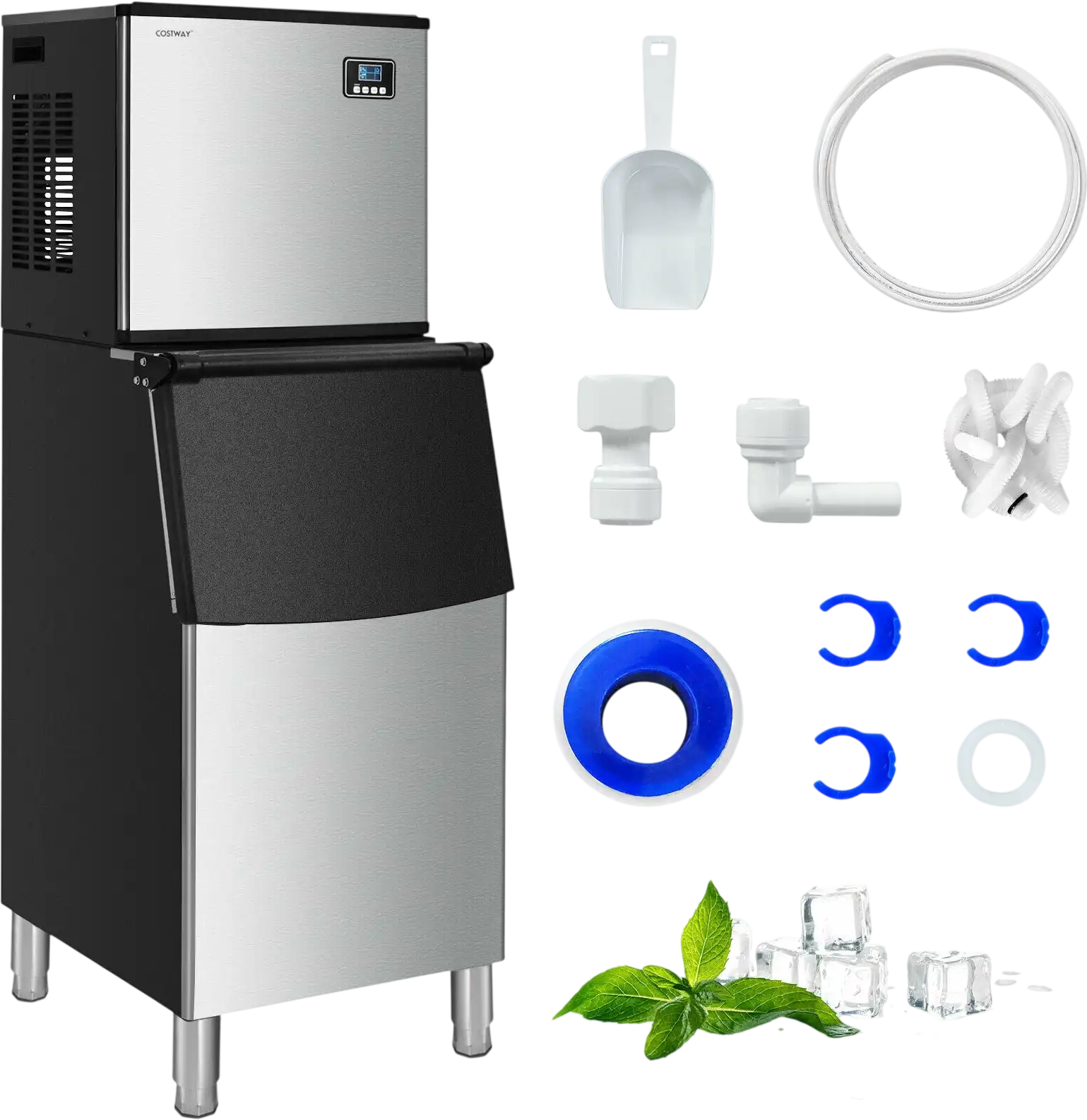 Costway 353 lbs/24H Split Commercial Ice Maker w/ 198 lbs Storage Bin 23560871 New