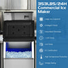 Commercial ice maker producing 353 lbs of ice daily, featuring adjustable thickness and smart LCD control panel.
