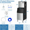 Split commercial ice maker with 198 lbs storage bin, producing 353 lbs of ice daily, featuring a smart LCD control.