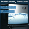 Split commercial ice maker with LCD control panel, producing 353 lbs of ice daily, featuring water shortage and ice.