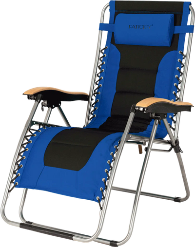 Costway Oversize Folding Adjustable Padded Zero Gravity Lounge Chair Blue 49037165 New