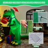 6-foot Christmas inflatable dinosaur with LED lights, gifts, and sturdy grounding stakes for indoor and outdoor use.