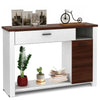 48-inch console table with drawer and cabinet, featuring a wide tabletop and modern design for versatile storage.