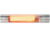 1500W electric infrared heater in silver with carbon fiber tube, featuring two power settings for indoor and outdoor.