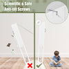 Over the toilet storage cabinet in white with tempered glass door and anti-tilting screws for enhanced stability.