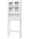 Over the Toilet Storage Cabinet Bathroom Space Saver with Tempered Glass Door