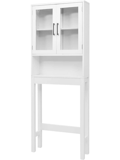 Costway Over Toilet Bathroom Storage Cabinet Tempered Glass Door 71590428 New