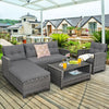 4 Pieces Patio Rattan Furniture Set with Cushion and Table Shelf-Gray - Gallery View 1 of 11