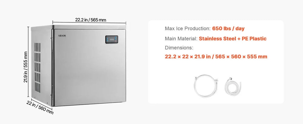 Vevor Commercial Ice Maker Machine 650 lbs/Day Head Unit Only New