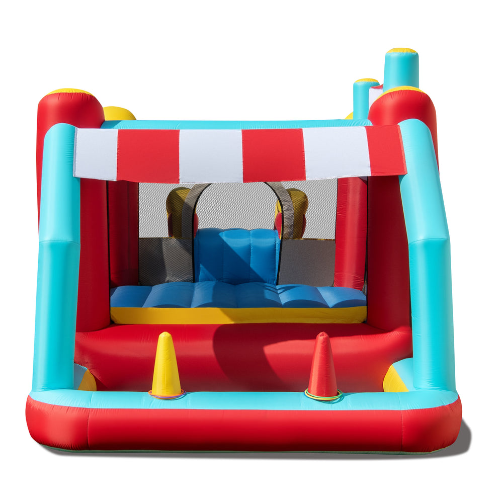 5-in-1 Ice Cream Inflatable Bounce House with slide, ball pit, and safety mesh, perfect for kids' outdoor fun.