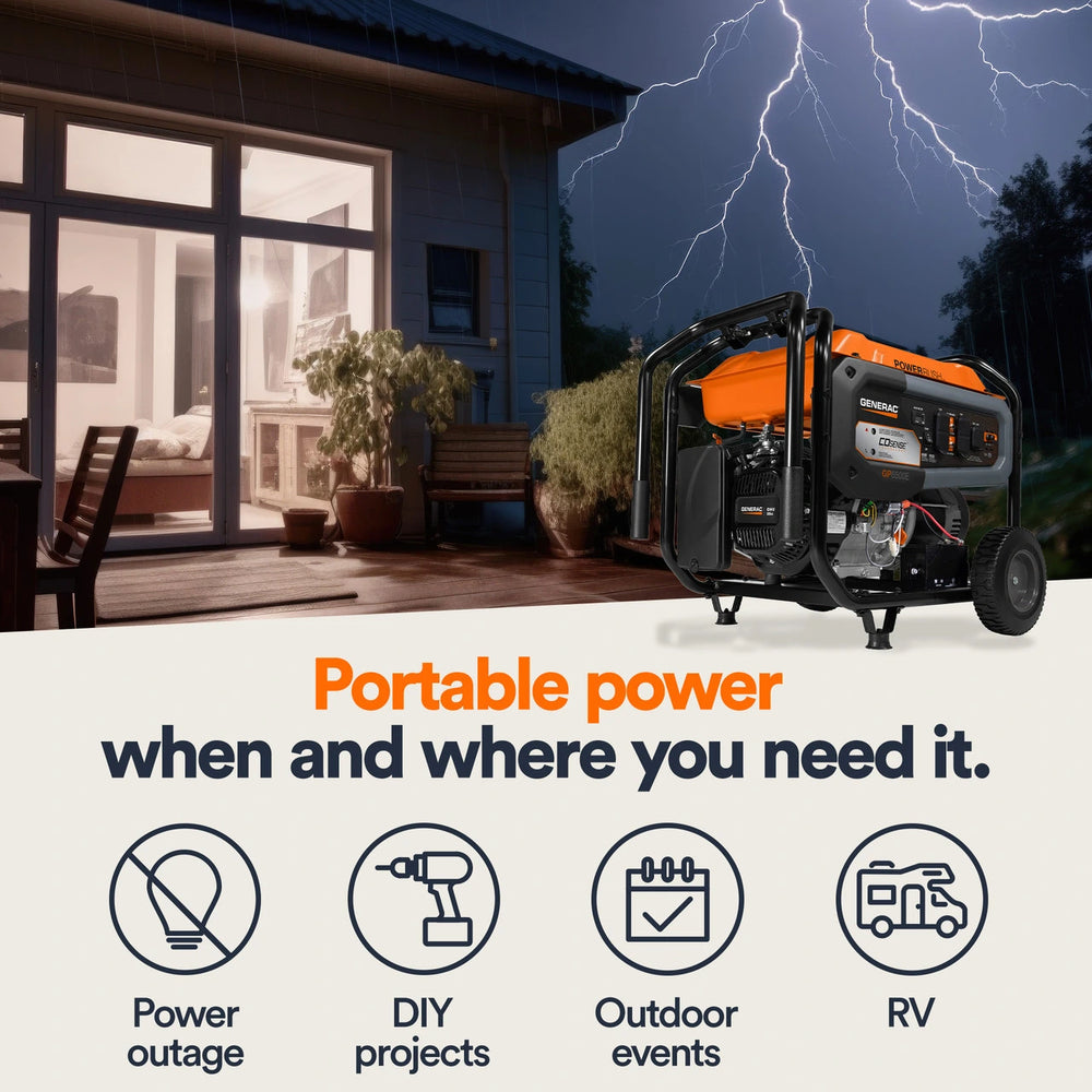 Generac GP6500E DF 6500W/8125W Generator Dual Fuel Gas Liquid Propane Electric Start Manufacturer RFB