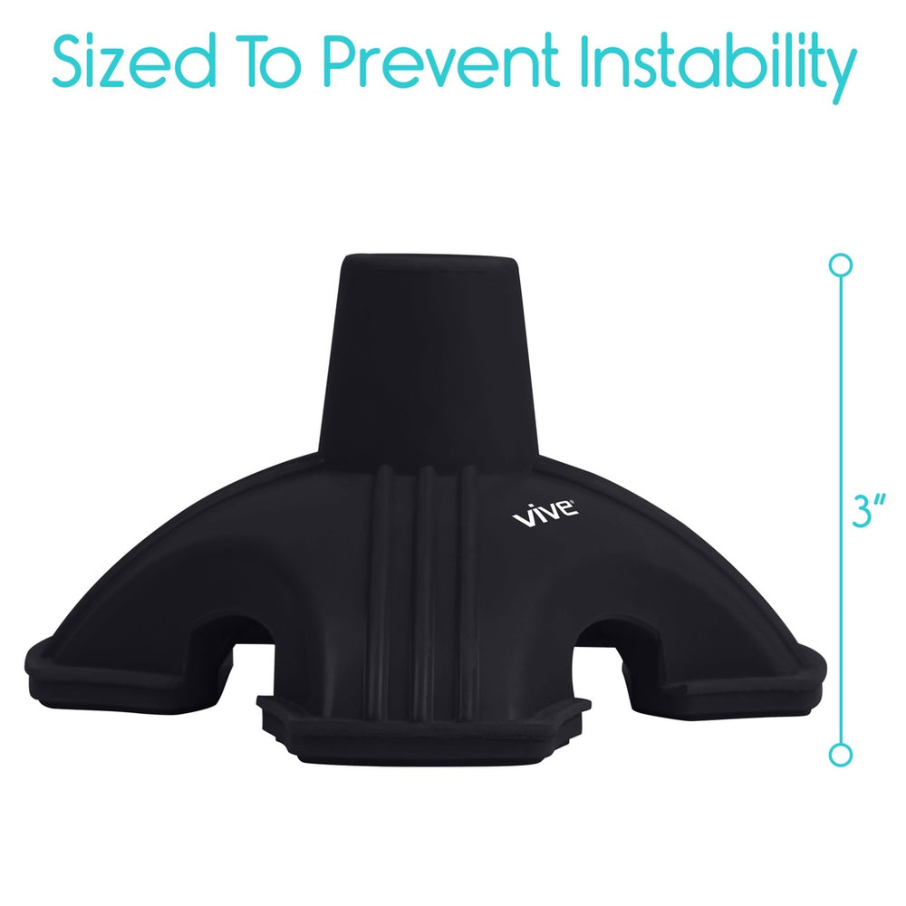 Vive Health Standing Cane Tip - Quad Rubber Replacement Foot Pad for Walking Canes New