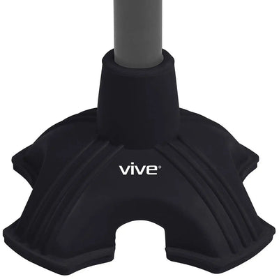 Vive Health Standing Cane Tip - Quad Rubber Replacement Foot Pad for Walking Canes New