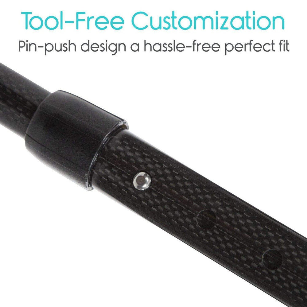 Vive Health Carbon Fiber Quad Cane Lightweight Adjustable Staff New