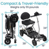 Vive Health MOB1058 Mobility Scooter Automatic Folding 220 lbs. Capacity 24V Li-Ion 3.73 MPH 11.3 Miles Black New
