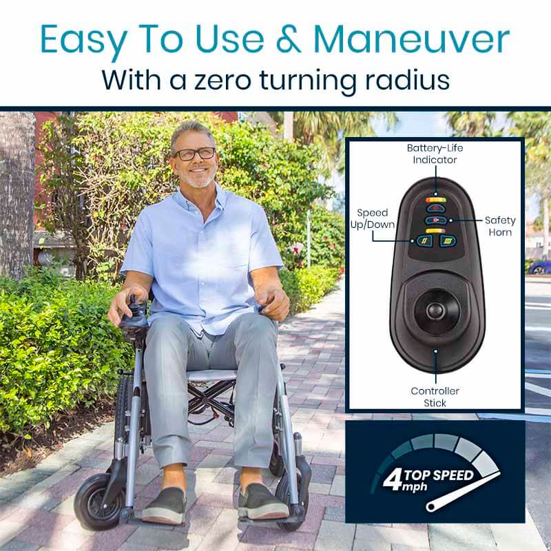 Vive Health MOB1029S Compact Power Wheelchair 220 lbs. Capacity 24V 4 MPH 12 Mile Range New