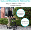 Vive Health MOB1010 SunStride Rollator Walker Upright 300 lbs. Capacity Foldable Lightweight New