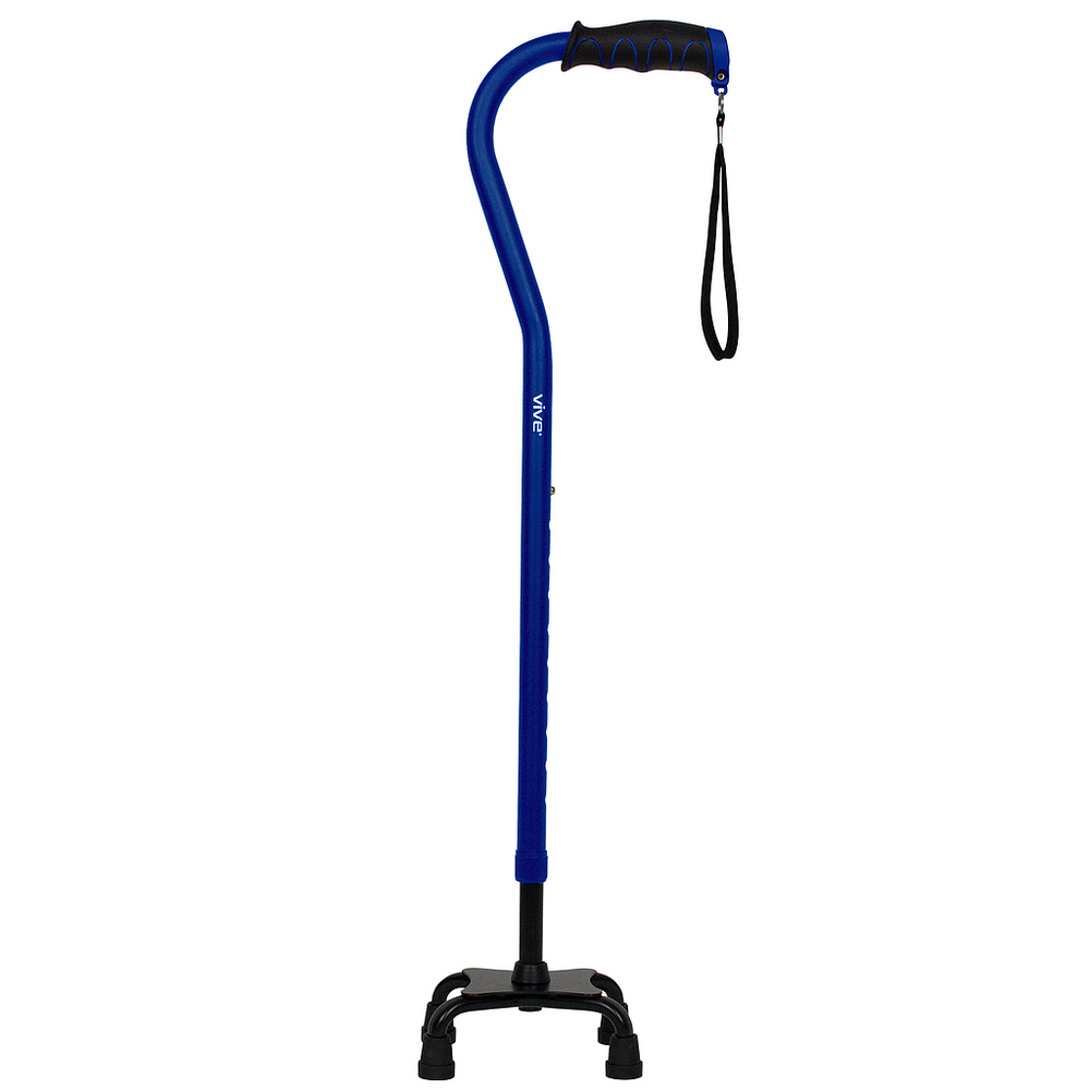 Vive Health Quad Cane for Men and Women Lightweight Adjustable Staff New