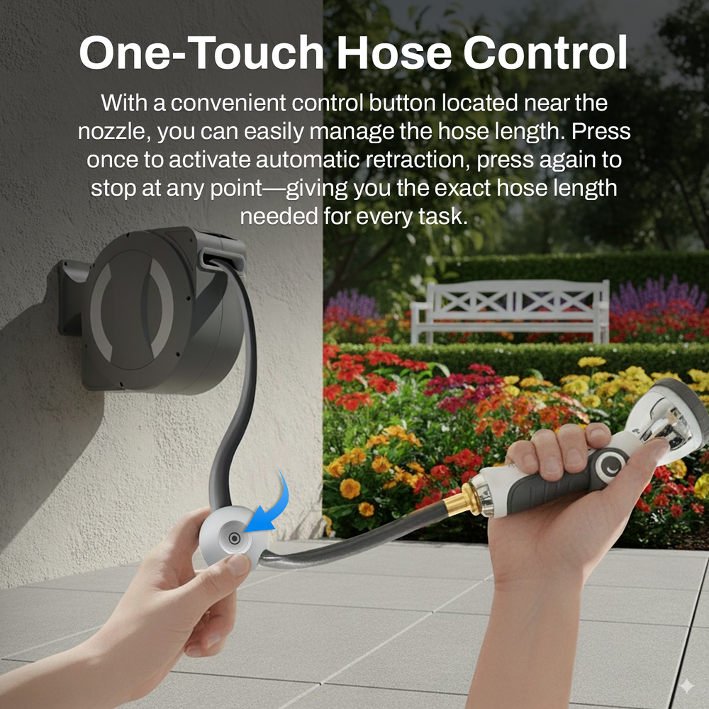 Betta EaseReel Battery-Powered Retractable Hose Reel System - One-Touch Hose Control