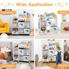 Kids toy and book organizer with 5 compartments and 2 cloth drawers, perfect for playroom and reading room storage.