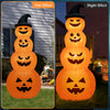 8-foot inflatable Halloween pumpkin stack with LED lights, perfect for yard decoration, shown in day and night effects.