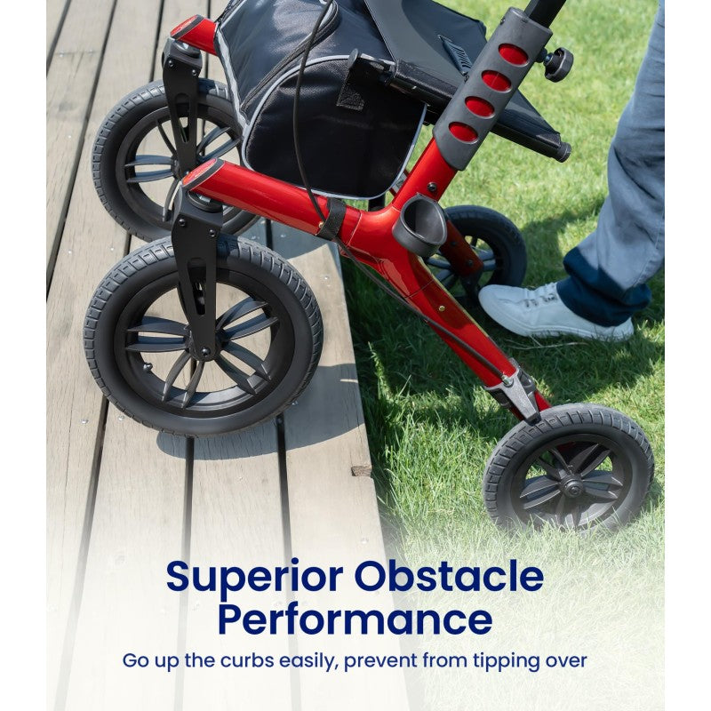 Vocic Z57 Outdoor Rollator Walker with 12" All-Terrain Wheels 300 Lbs. Capacity New