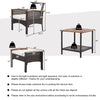 5-piece patio rattan furniture set featuring an acacia wood table, ergonomic chairs, and removable cushions for outdoor.