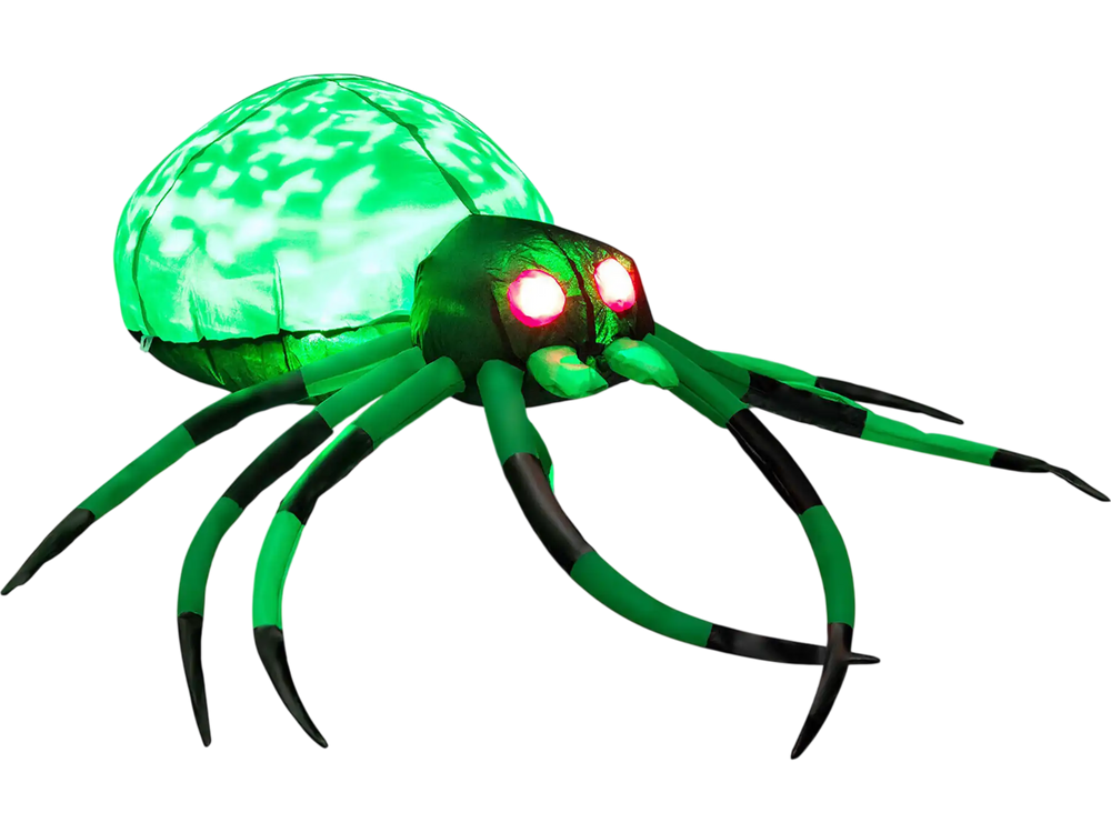 5 Feet Long Halloween Inflatable Creepy Spider with Cobweb and LEDs