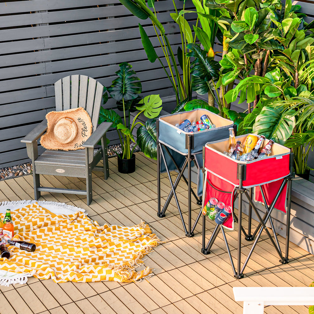 2 Pieces Folding Camping Tables with Large Capacity Storage Sink for Picnic - Gallery View 1 of 11
