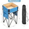Folding camping table with large storage sink and side bags, made of waterproof oxford fabric, ideal for outdoor.
