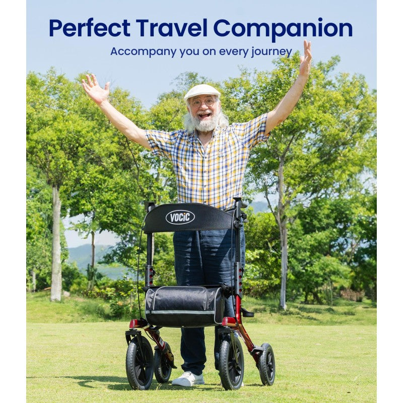 Vocic Z57 Outdoor Rollator Walker with 12" All-Terrain Wheels 300 Lbs. Capacity New