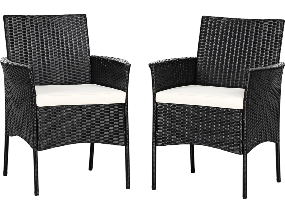 2 Pieces Patio Wicker Chairs with Cozy Seat Cushions