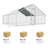 Walk-in chicken coop measuring 13 x 13 feet with waterproof cover, galvanized steel frame for outdoor backyard use.