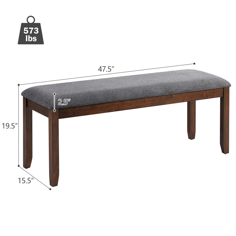 Upholstered entryway bench footstool with wood legs, featuring linen fabric and thick foam cushion for comfortable.