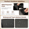 Waterproof 85-gallon storage container with removable polyester liner, designed for outdoor use with universal wheels.