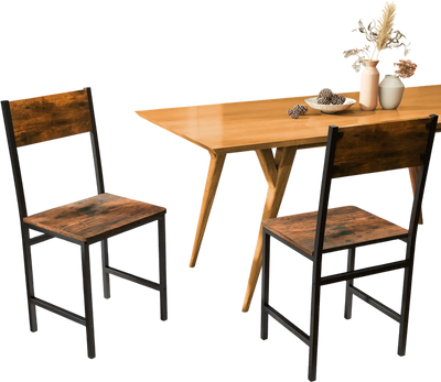 Costway Industrial Kitchen Side Chairs Set of 2 Rustic Brown 47853169 New