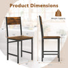 Dimensions of Industrial Kitchen Side Chair with slanted back, rustic brown seat, and sturdy metal legs for stability.