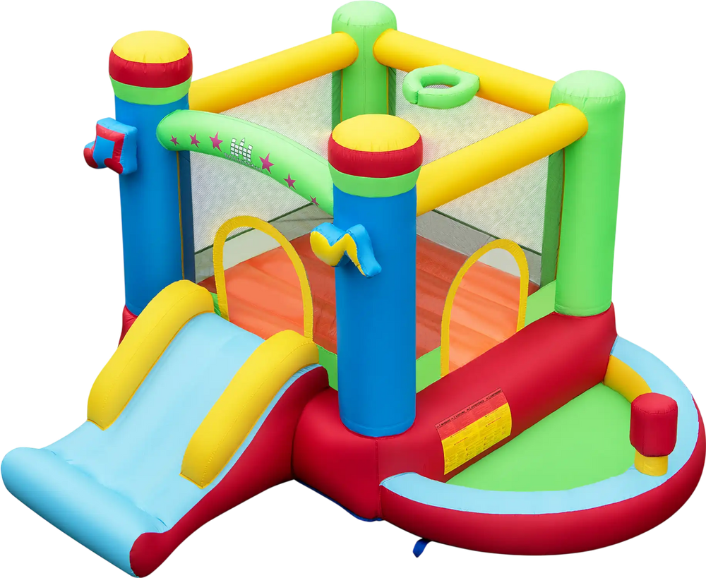 Inflatable Bounce House Kids Music-Themed Castle Sound Interaction Inflatable Bouncer without Blower
