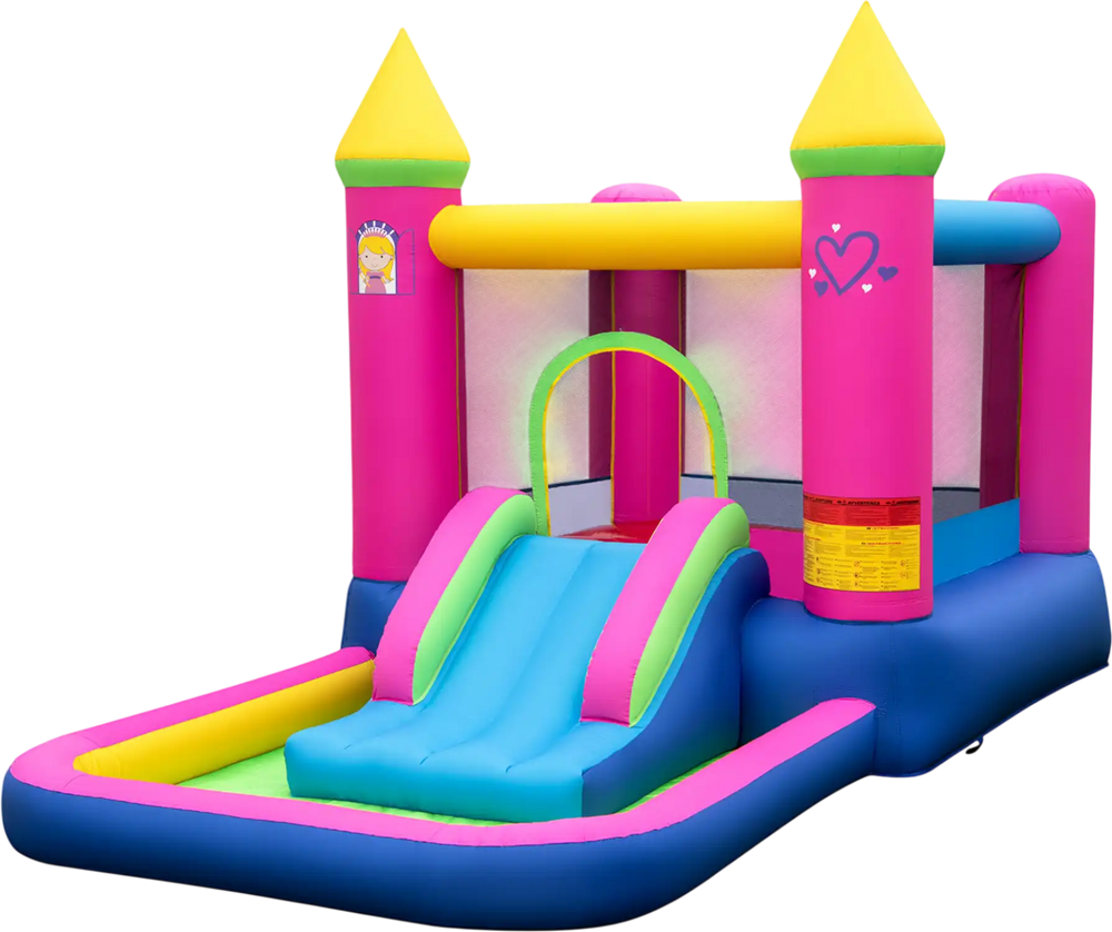 Inflatable Bounce House 4-in-1 Kids Princess-themed Bouncer Blow-up Bouncy Castle