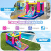 Princess-themed inflatable bounce house with slide, basketball hoop, and ball pit for indoor and outdoor fun.