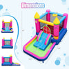 Princess-themed inflatable bounce house with slide, basketball hoop, and ball pit for kids' outdoor fun and.