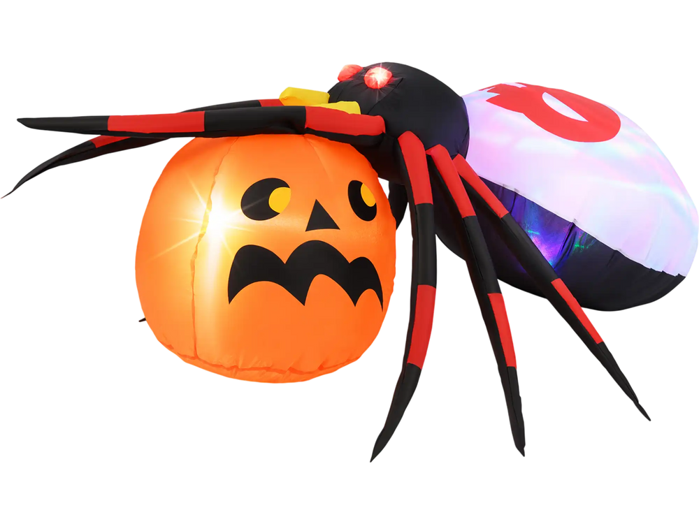 4.9 x 4.6 Feet Inflatable Spider with Pumpkin and Rotating Light