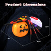 Inflatable spider on a pumpkin with colorful rotating lights, 4.9 x 4.6 feet, ideal for backyard Halloween decor.