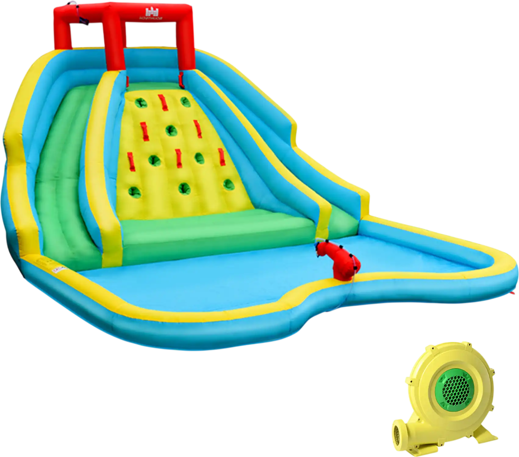 Costway Inflatable Water Park Bounce House Double Slide Climbing Wall w/ 735W Blower 25381460 New