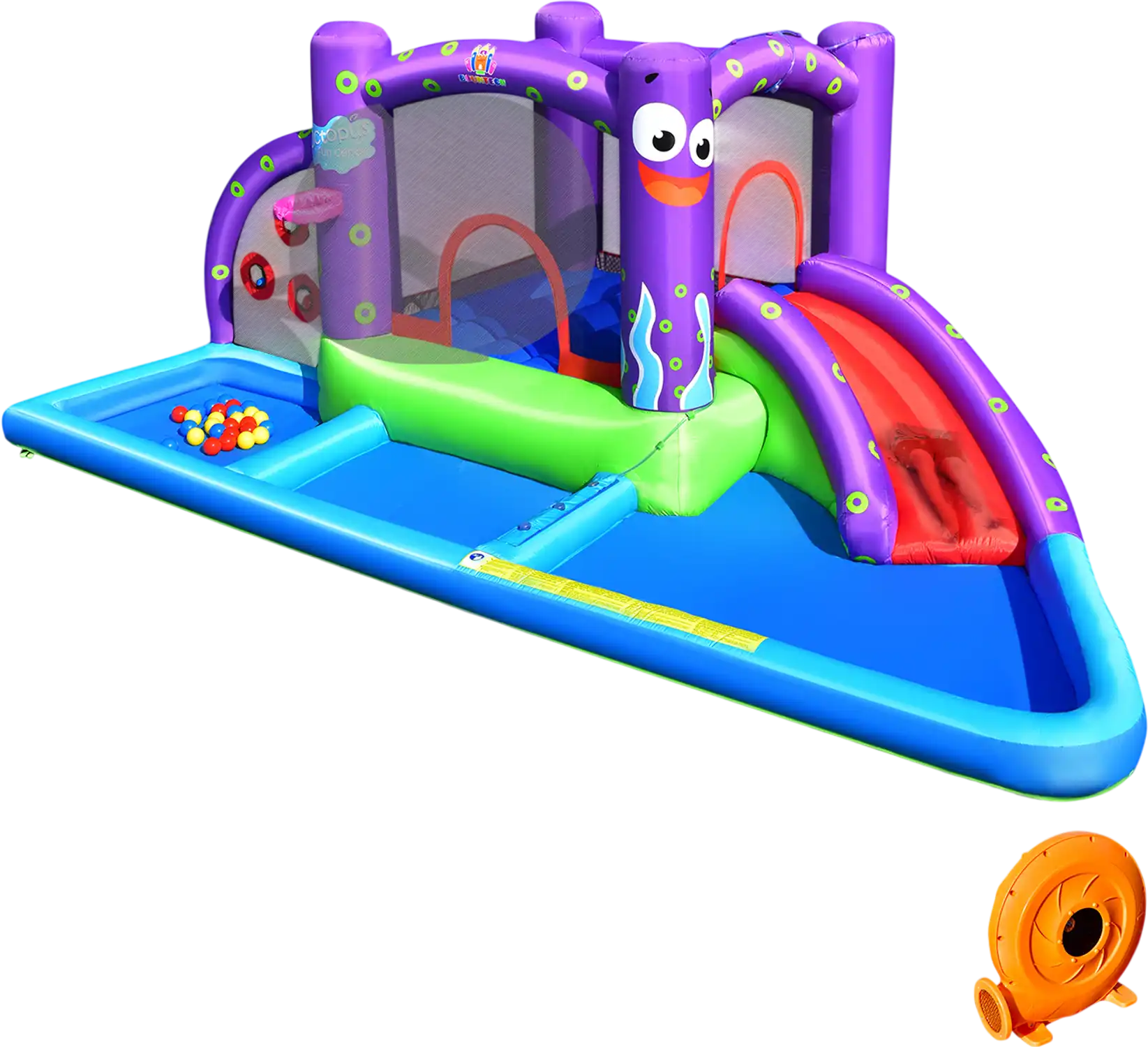 Costway Inflatable Water Slide Park Splash Pool 750W Blower 65173802 New